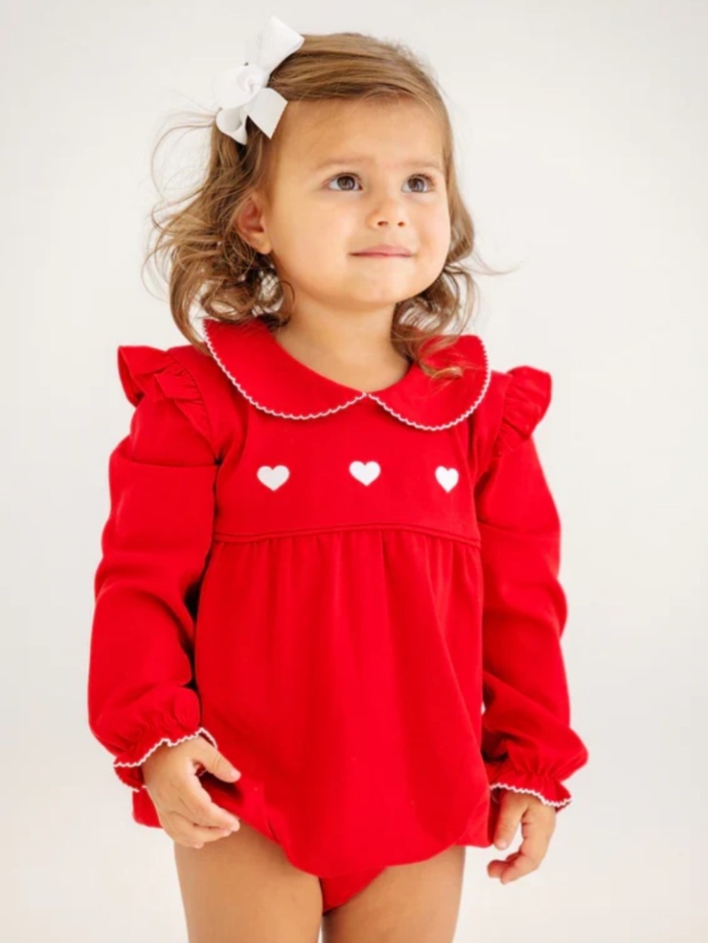 Beaufort Bonnet Company Richmond Red Long Sleeve Biltmore Bubble Romper Bodysuit